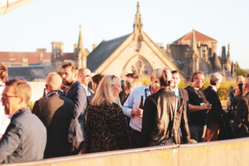 Guests at the launch party for BECK Scotland on the roof terrace of the National Museum of Scotland